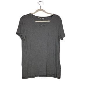 Chico's Zenergy Black White Striped Comfortwear Casual T-shirt Size 2 (Large)